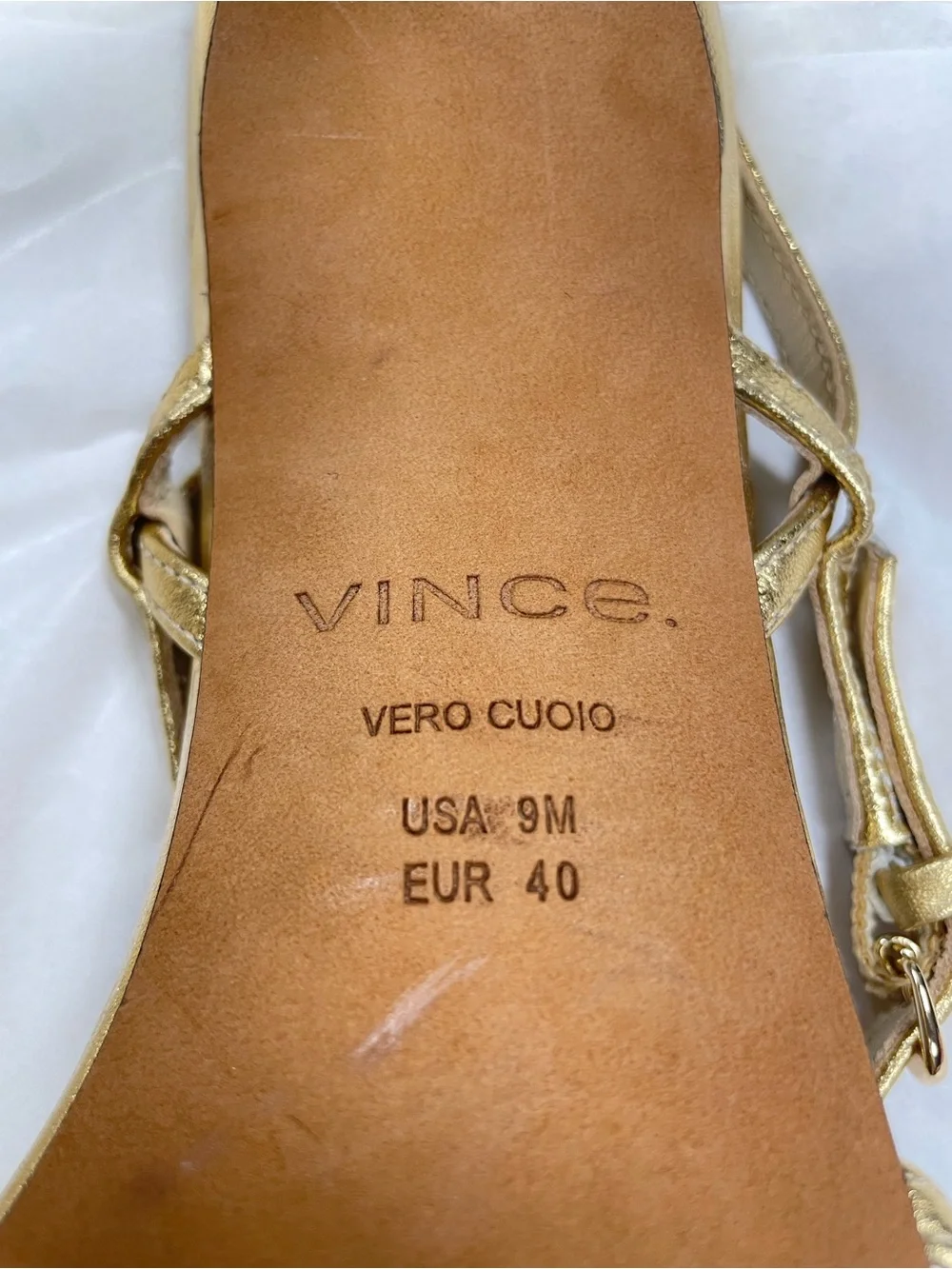 Vince Metallic Gold Strappy Slingback Heels, Size 9